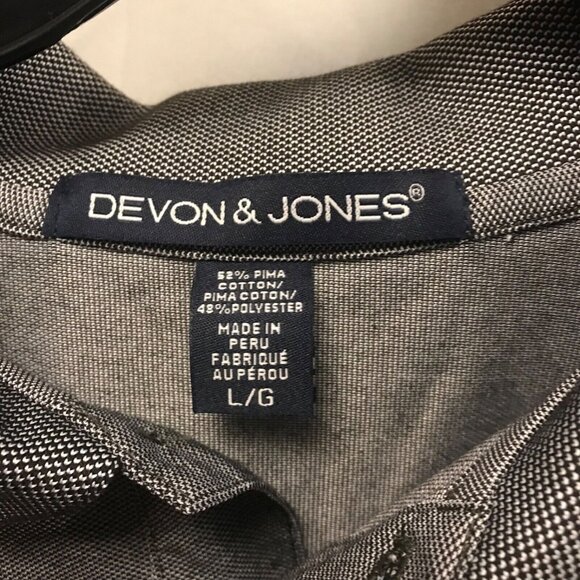 Devon & Jones Polo Shirt Men's Golf Lg Gray Heather UV 40+ Moisture Wicking NWT - Picture 3 of 9